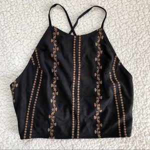 Lulus Open Back Strapped Halter Crop Top Small